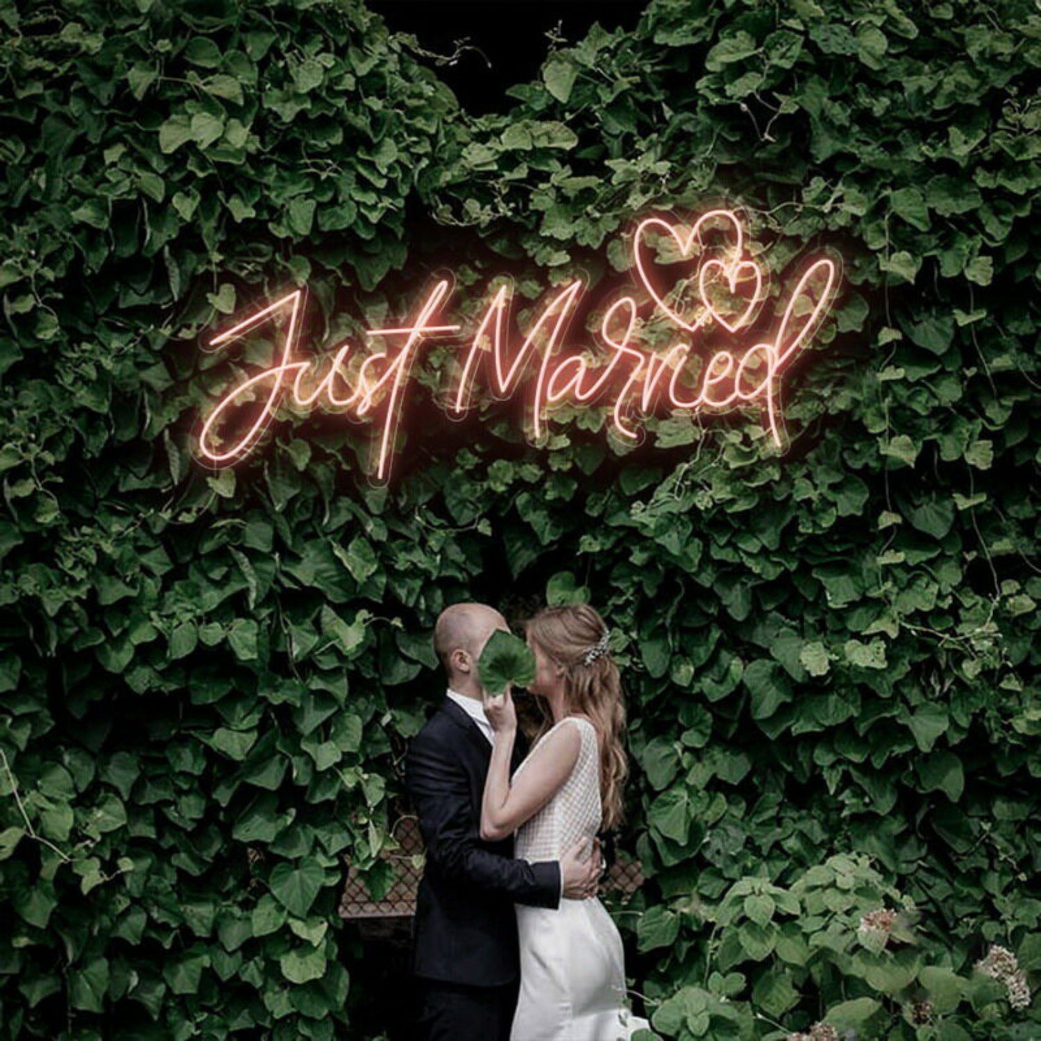 Just Married Two Love Hearts Neon Sign | Shineneon