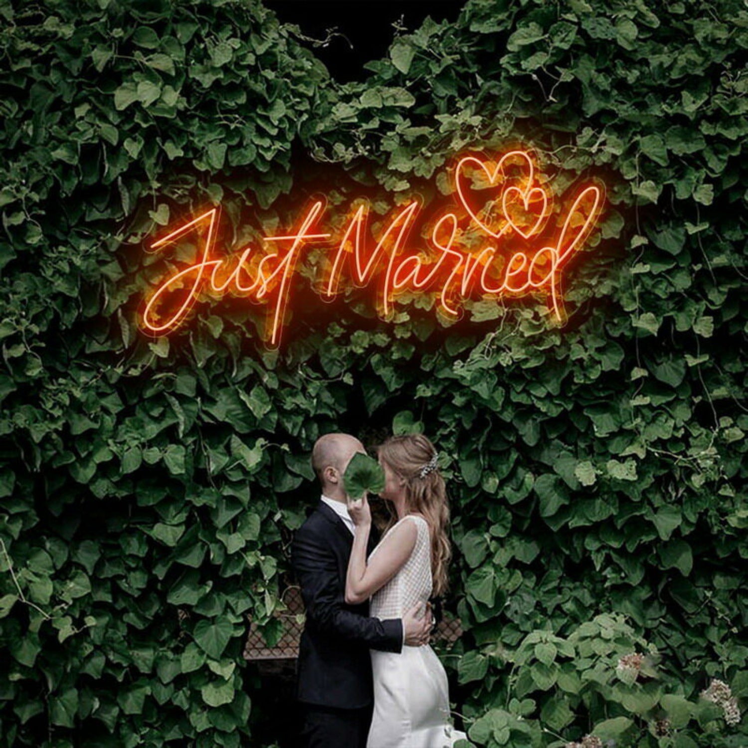 Just Married Two Love Hearts Neon Sign | Shineneon