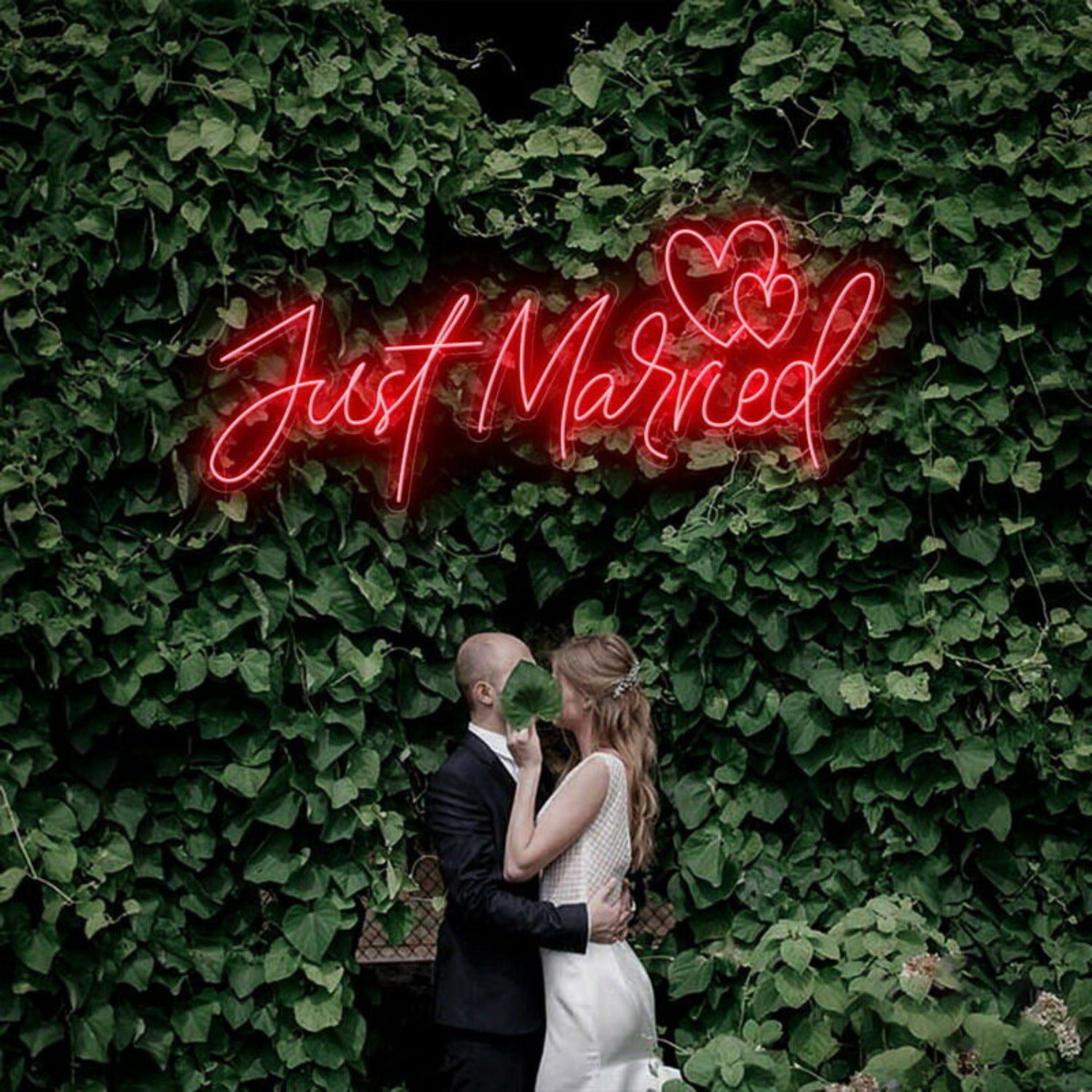 Just Married Two Love Hearts Neon Sign | Shineneon