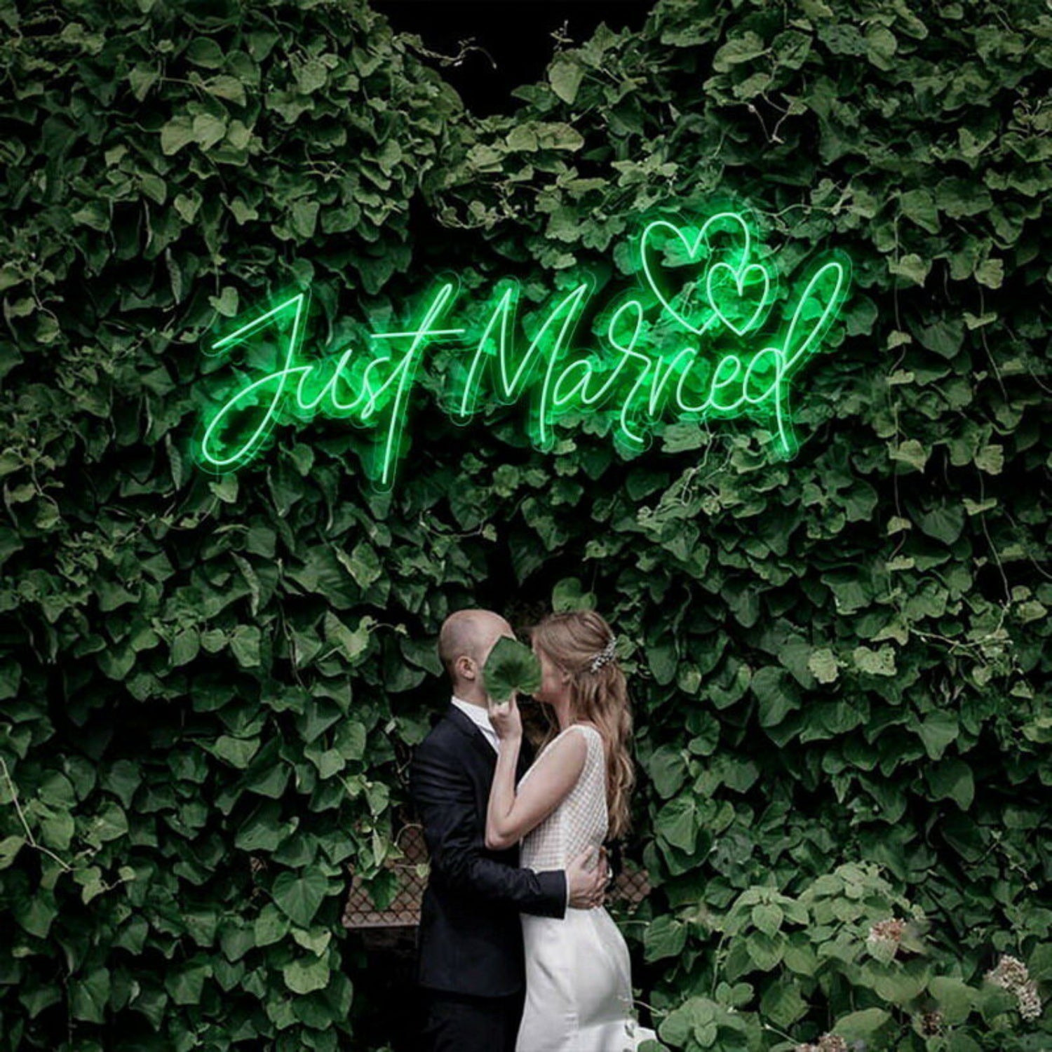 Just Married Two Love Hearts Neon Sign | Shineneon