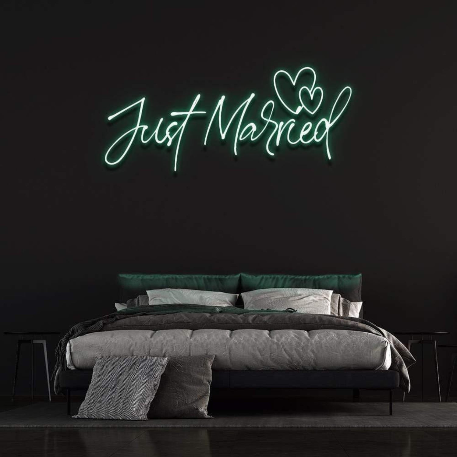 Just Married Warm Yellow Heart Led Neon Sign For Romantic Bedroom Decor | Shineneon