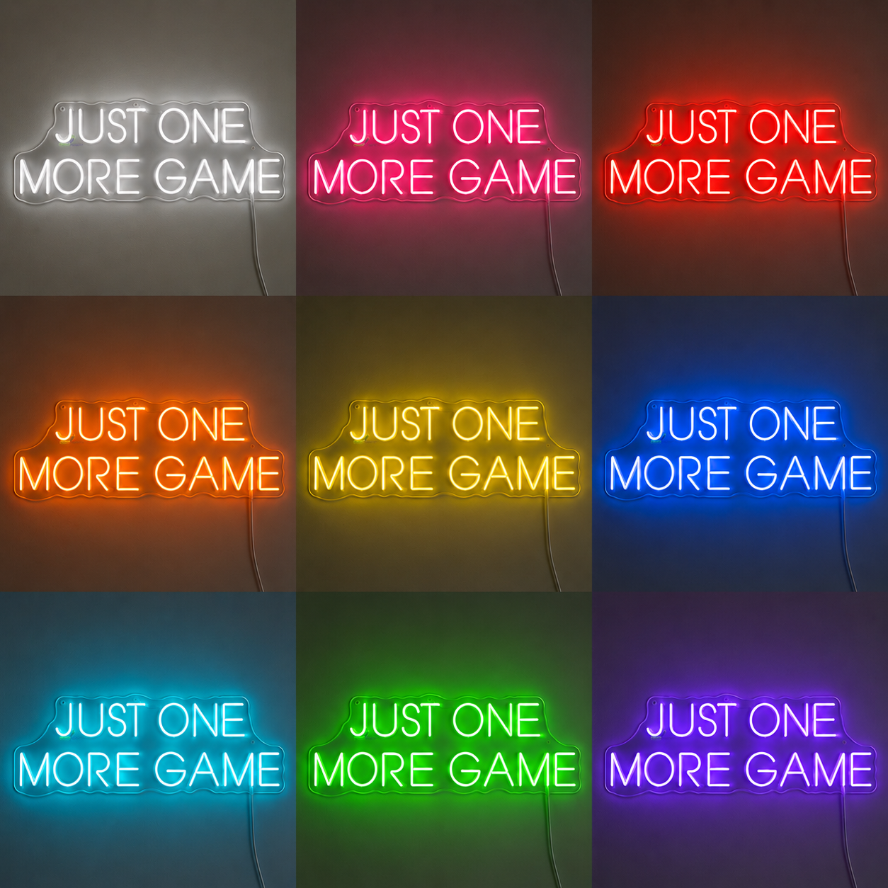 Just One More Game Wall Decor LED Neon Sign Wall Art color grid