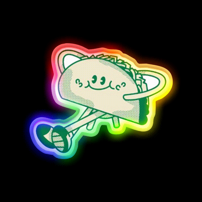 Just Vibing Here 2019 Taco Led Neon Sign Mexican Food Sign Rgb Color - LED neon sign close-up detail