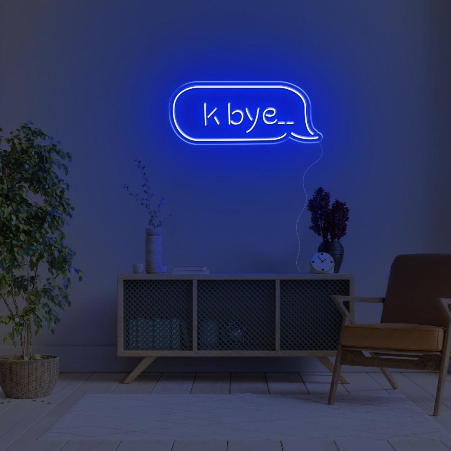 K Bye Blue Dialog Led Neon Sign For Modern Home Decor | Shineneon