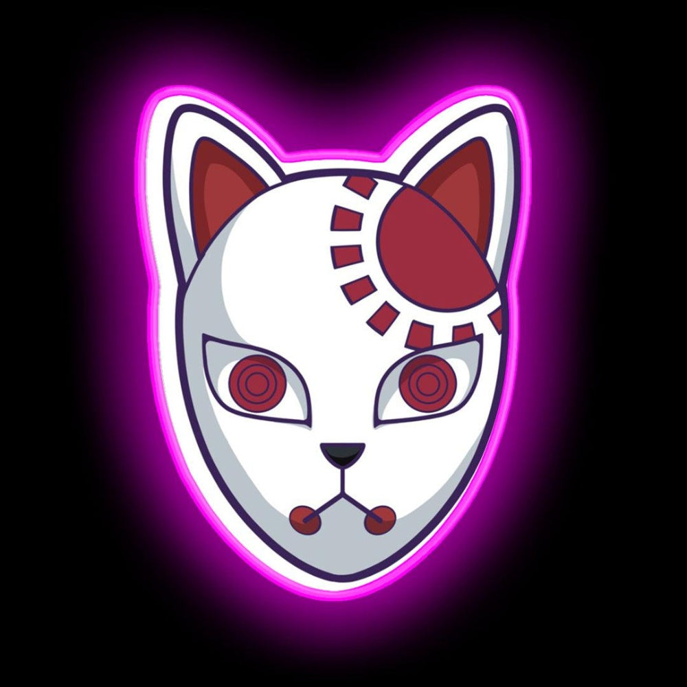 Kamado Tanjirou Kitsune Mask Demon Slayer Kimetsu No Yaiba Neon Sign - Size and dimension reference
