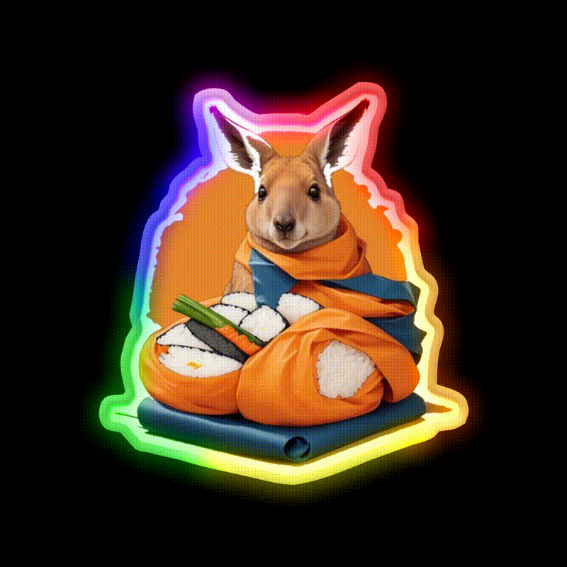 Kangaroo Chef Led Neon Sign Chinese Food Rgb Color