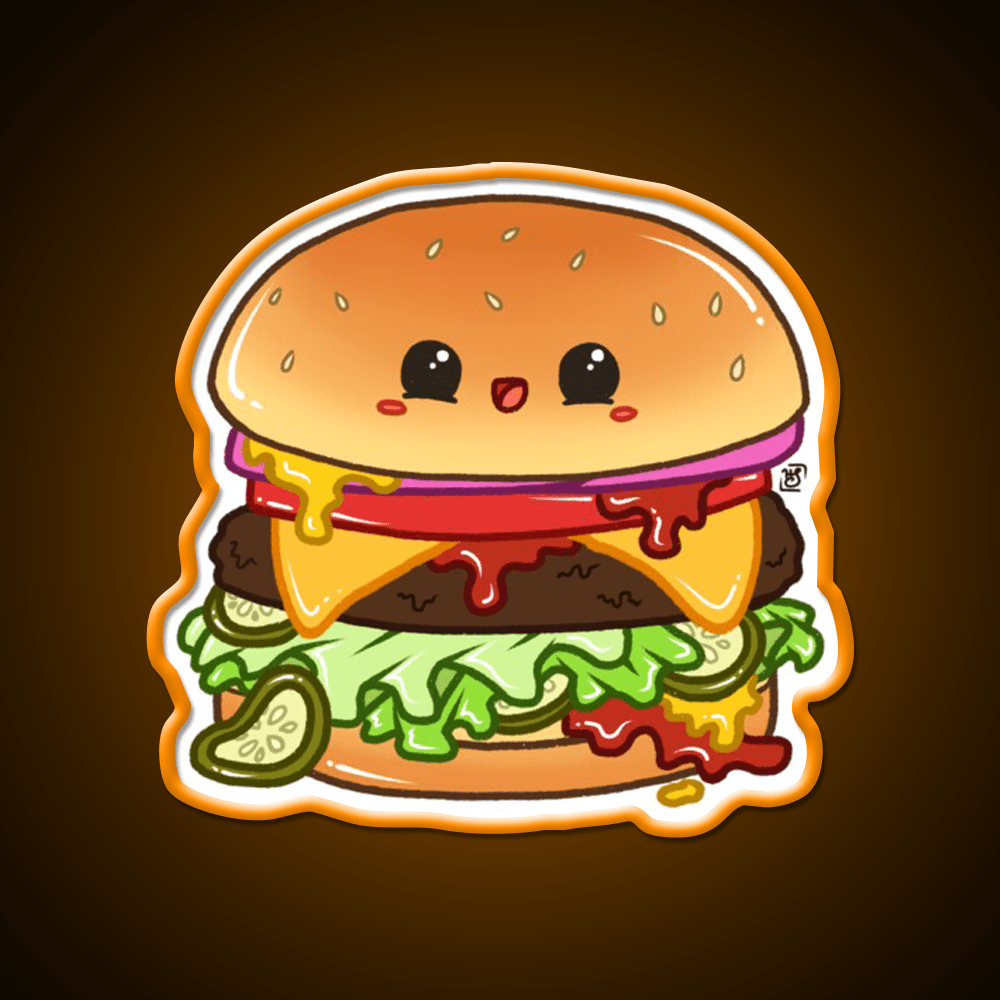 Kawaii Cheeseburger Fast Food Led Neon Sign For Burger Place Rgb Color - Shineneon