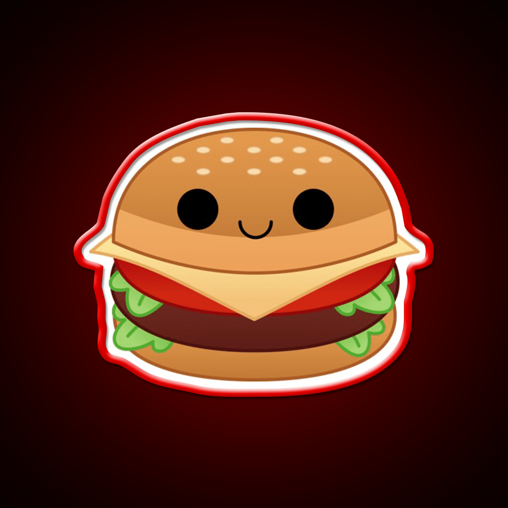 Kawaii Cheeseburger Fast Food Led Neon Sign For Burger Place Wall Art Rgb Color - Shineneon