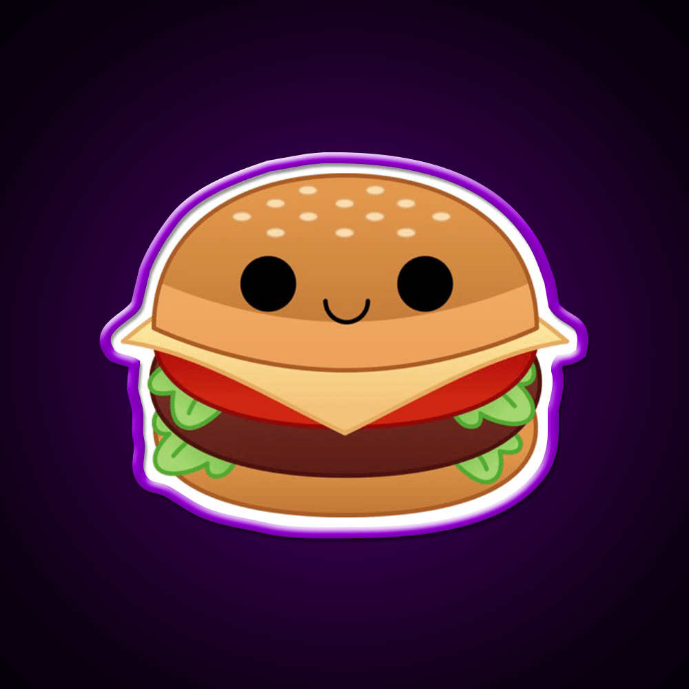 Kawaii Cheeseburger Fast Food Led Neon Sign For Burger Place Wall Art Rgb Color - Shineneon