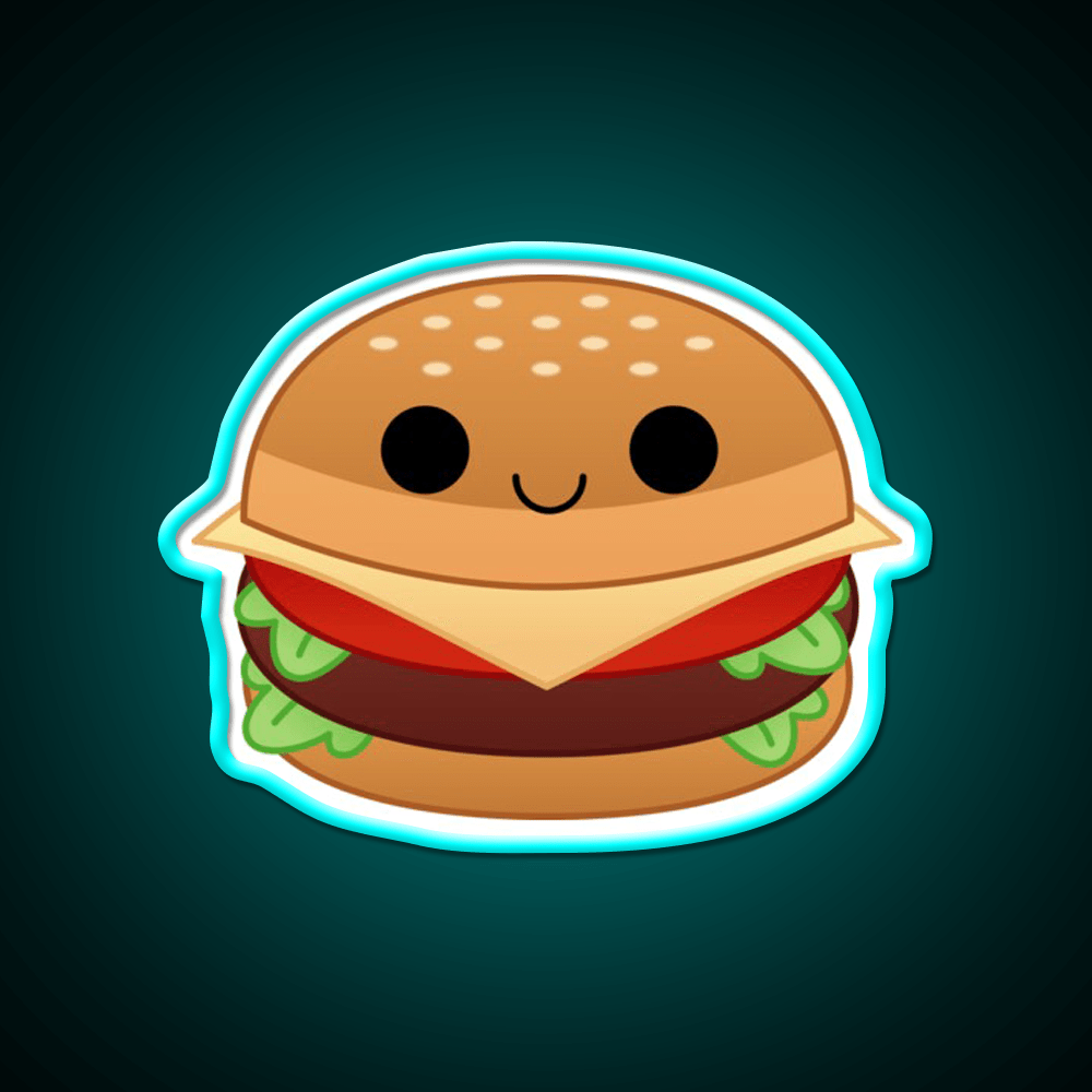 Kawaii Cheeseburger Fast Food Led Neon Sign For Burger Place Wall Art Rgb Color - Shineneon
