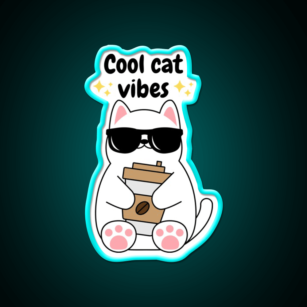 Kawaii Cool Cat Vibes Cafe Led Neon Sign Espresso Bar Art Rgb Color - Shineneon