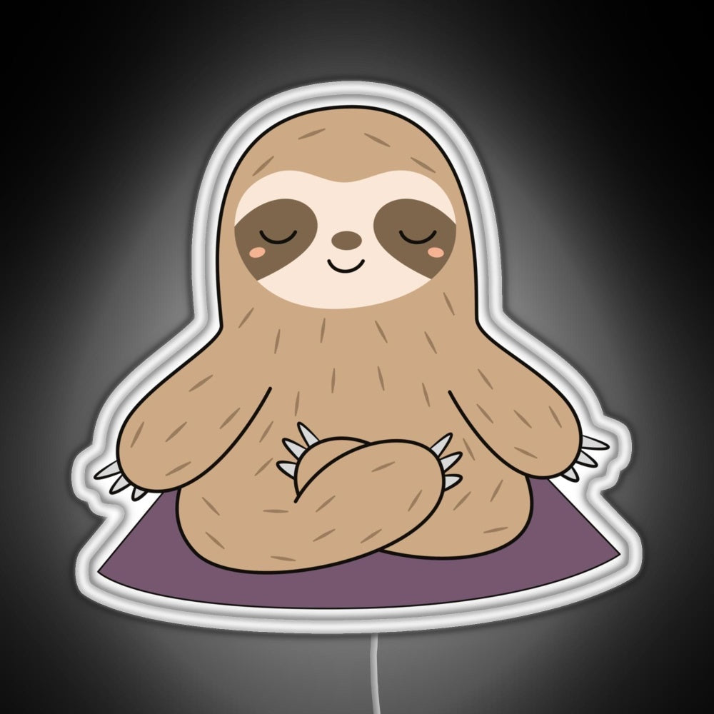 Kawaii Cute Yoga Meditating Sloth Rgb Neon Sign - Size and dimension reference