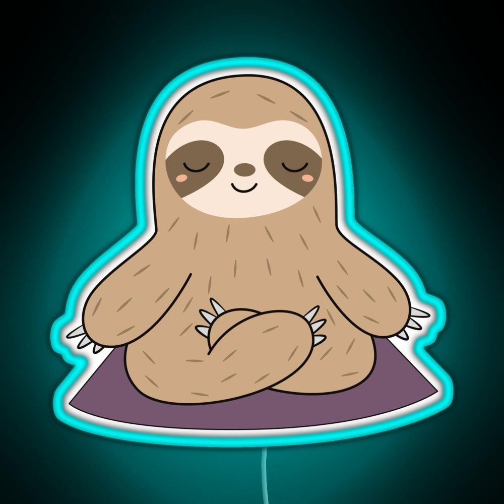Kawaii Cute Yoga Meditating Sloth Rgb Neon Sign - LED neon sign view 5