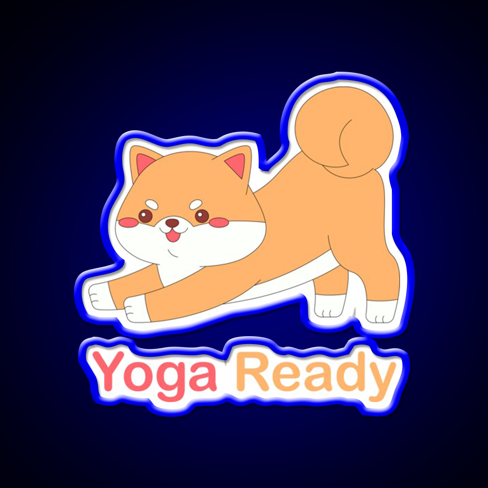 Kawaii Dog Is Yoga Ready Yoga Led Neon Sign For Wellness Space Rgb Color