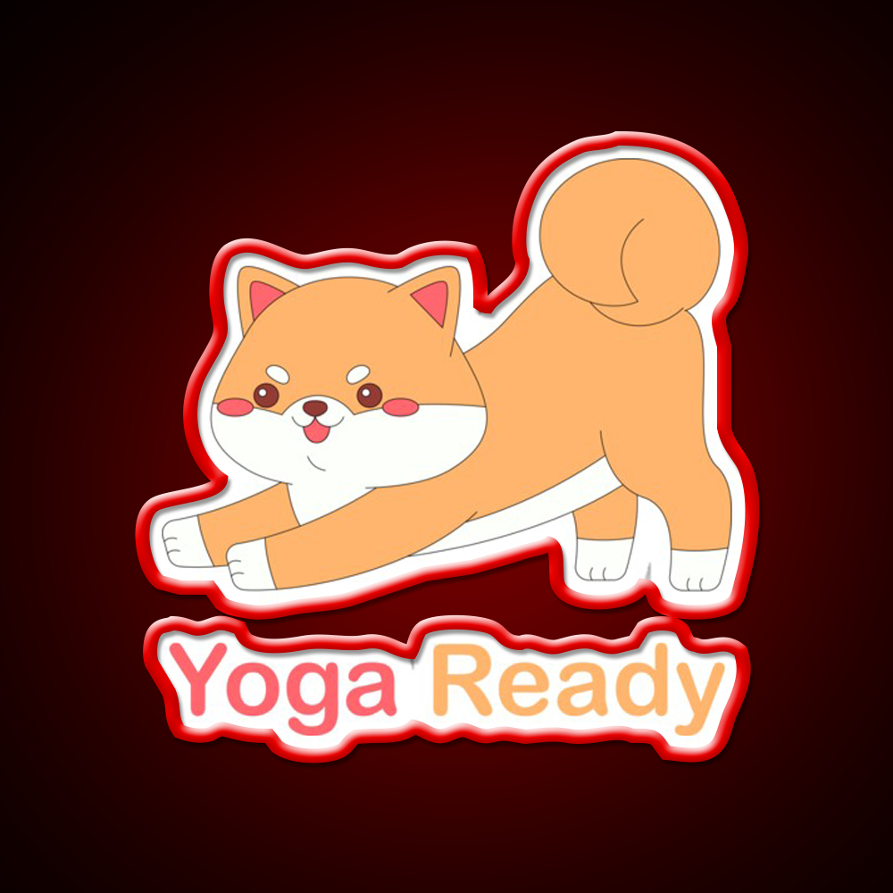 Kawaii Dog Is Yoga Ready Yoga Led Neon Sign For Wellness Space Rgb Color