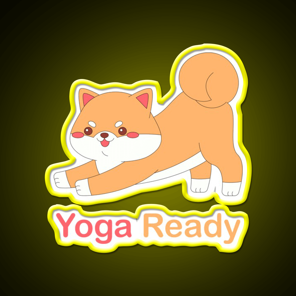Kawaii Dog Is Yoga Ready Yoga Led Neon Sign For Wellness Space Rgb Color - Shineneon