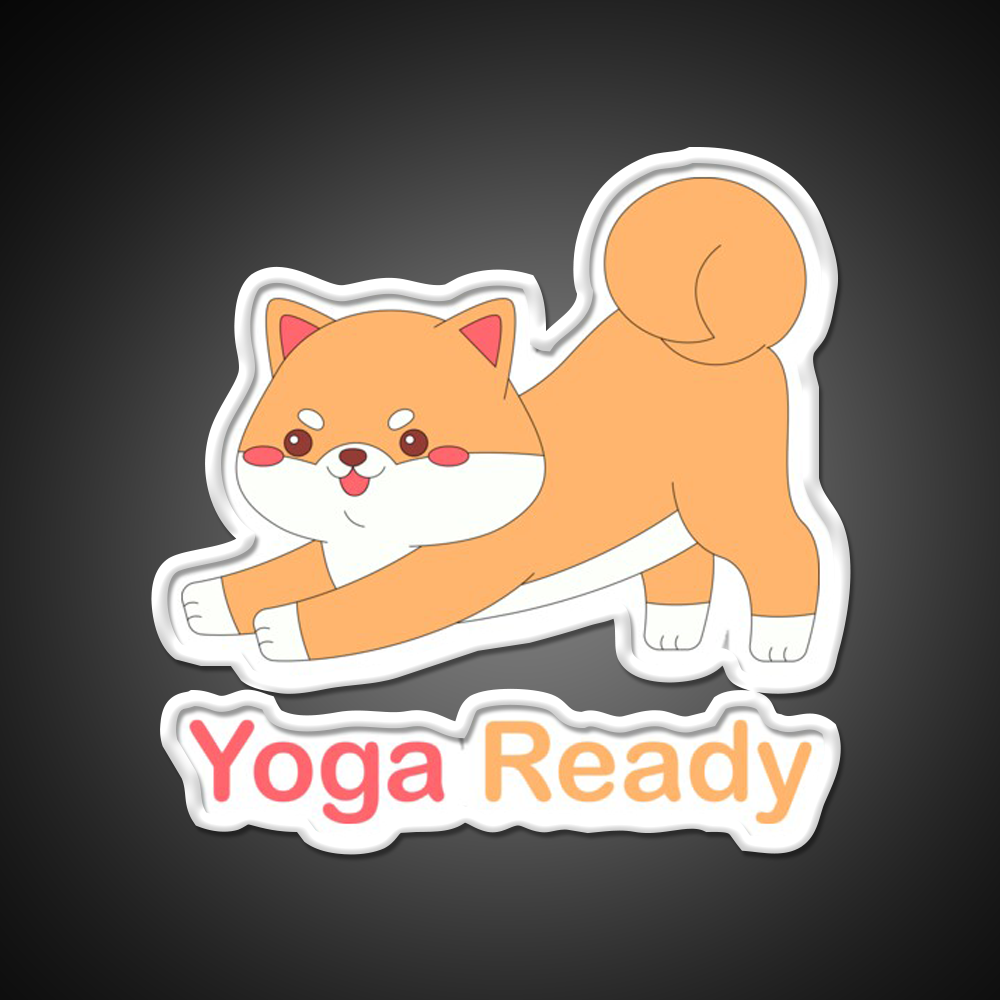 Kawaii Dog Is Yoga Ready Yoga Led Neon Sign For Wellness Space Rgb Color