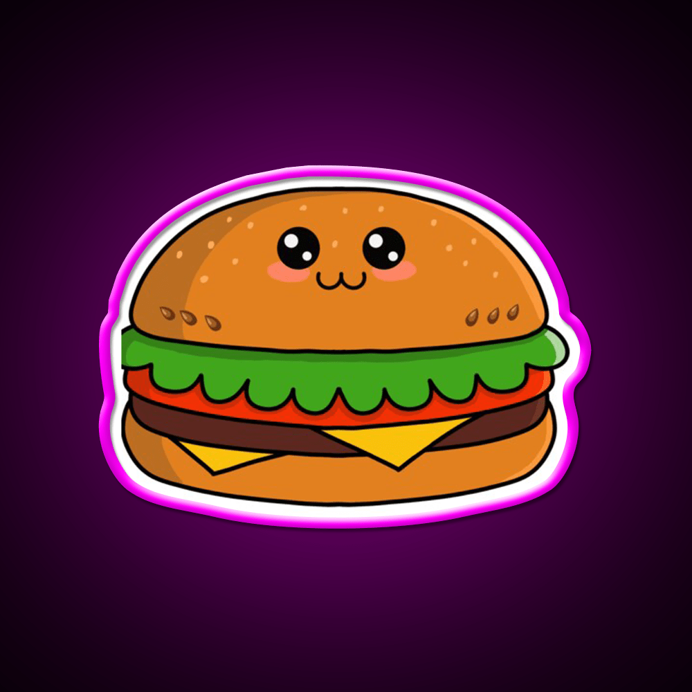 Kawaii Hamburger Fast Food Led Neon Sign For Burger Place Rgb Color - Shineneon