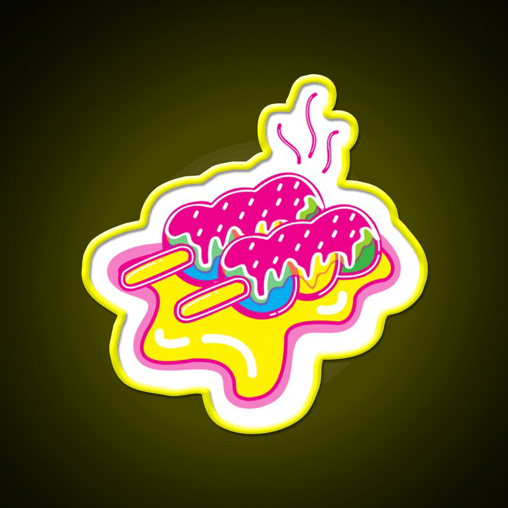 Kawaii Pink Dango Snack Food Led Neon Sign Rgb Color - Custom LED neon sign front view