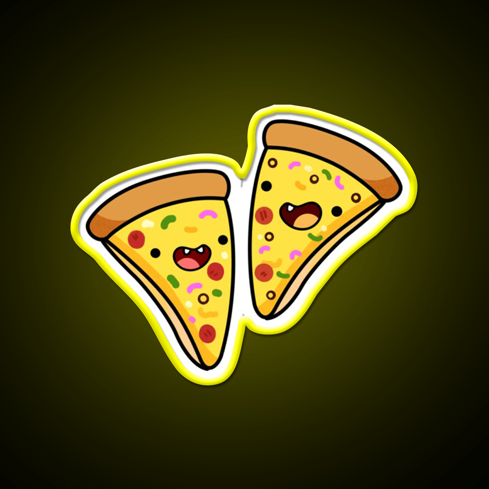 Kawaii Pizza Slices Snack Food Led Neon Sign Rgb Color - Shineneon