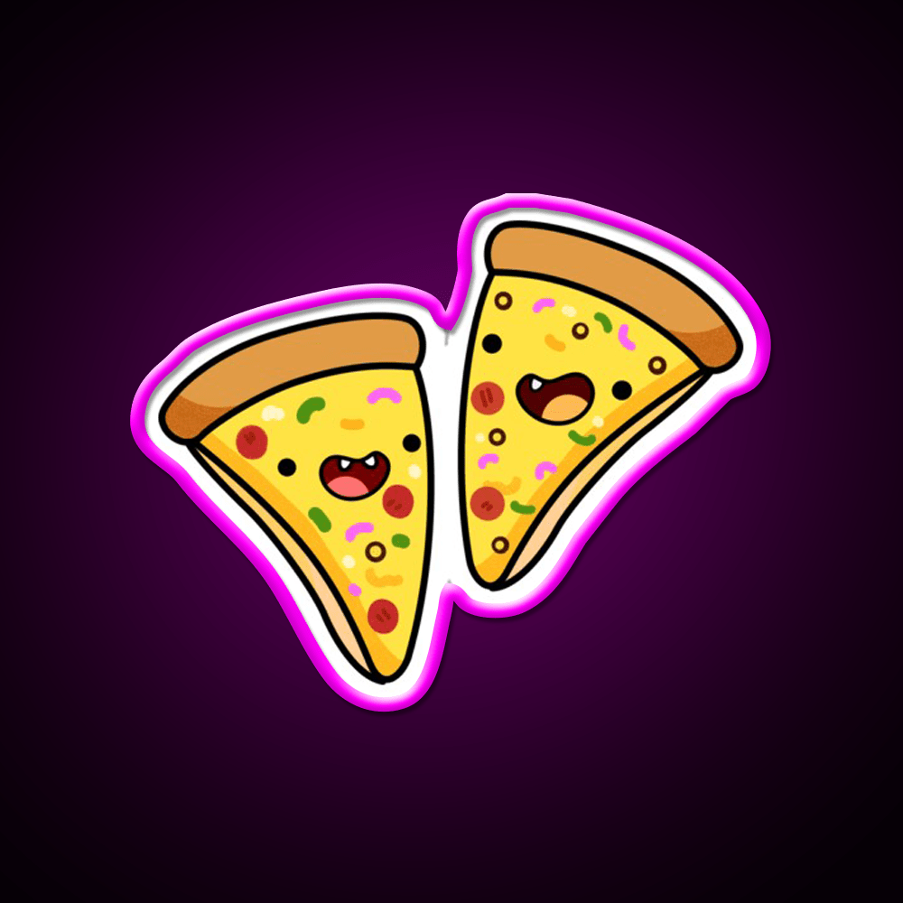 Kawaii Pizza Slices Snack Food Led Neon Sign Rgb Color - Shineneon