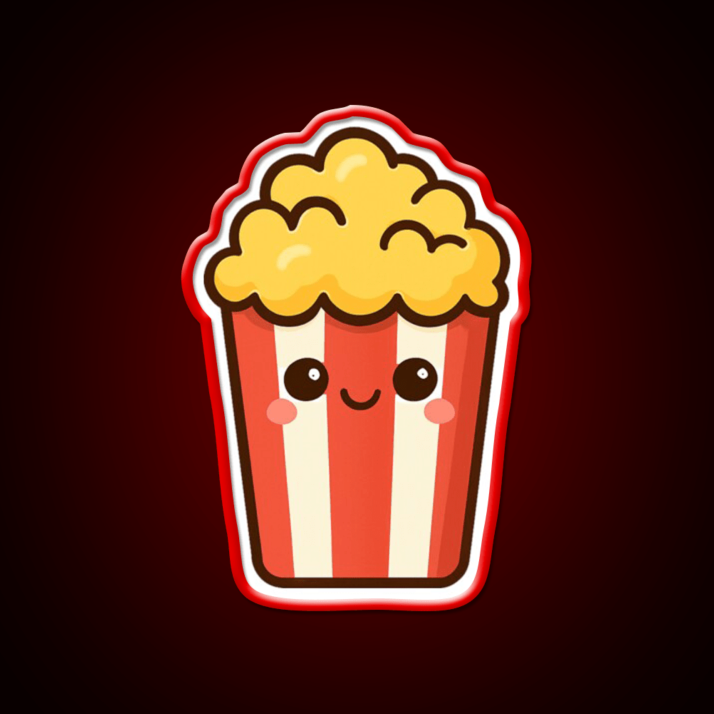 Kawaii Popcorn Box Cute Movie Snack Art Snack Food Led Neon Sign Rgb Color - Shineneon