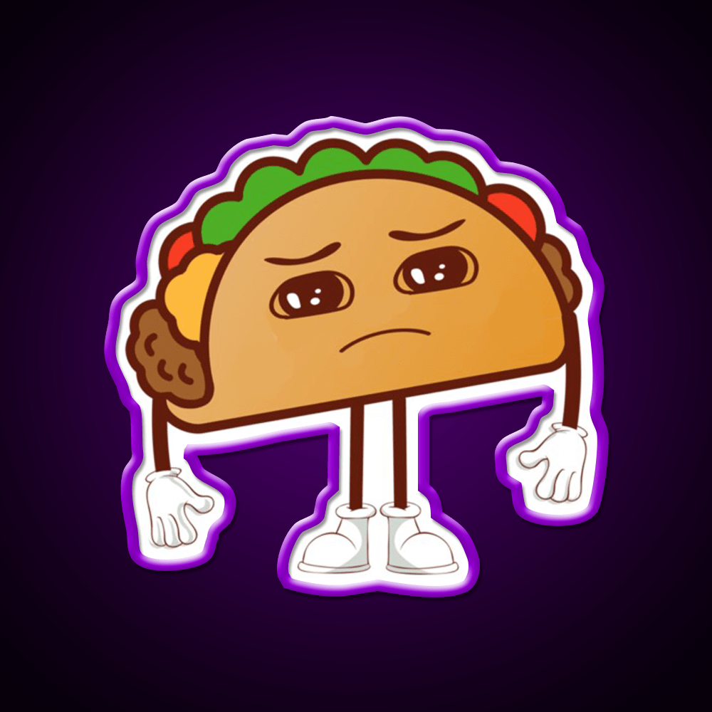 Kawaii Sad Taco Led Neon Sign Mexican Food Sign Rgb Color - Shineneon