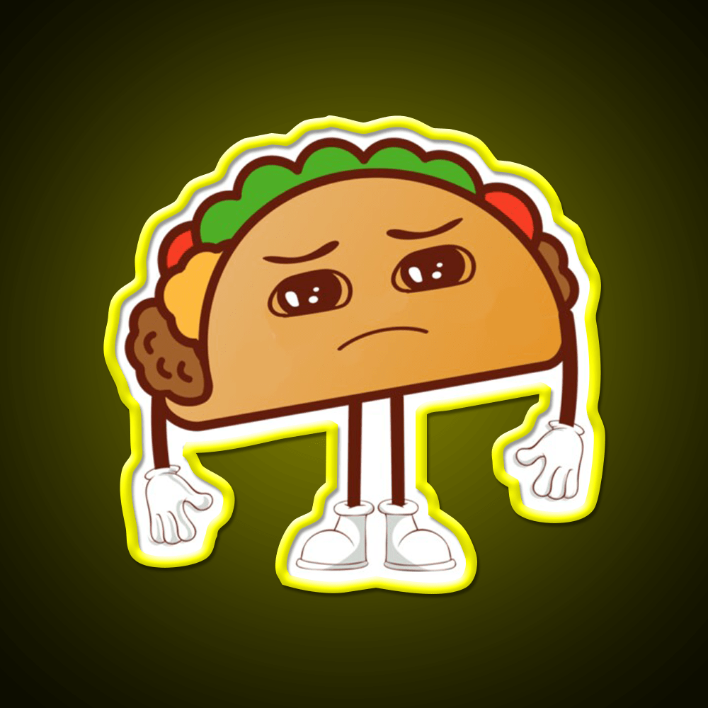 Kawaii Sad Taco Led Neon Sign Mexican Food Sign Rgb Color - Shineneon