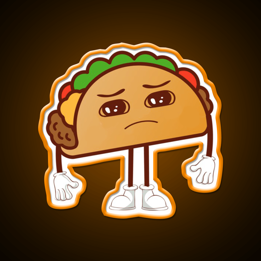 Kawaii Sad Taco Led Neon Sign Mexican Food Sign Rgb Color - Shineneon