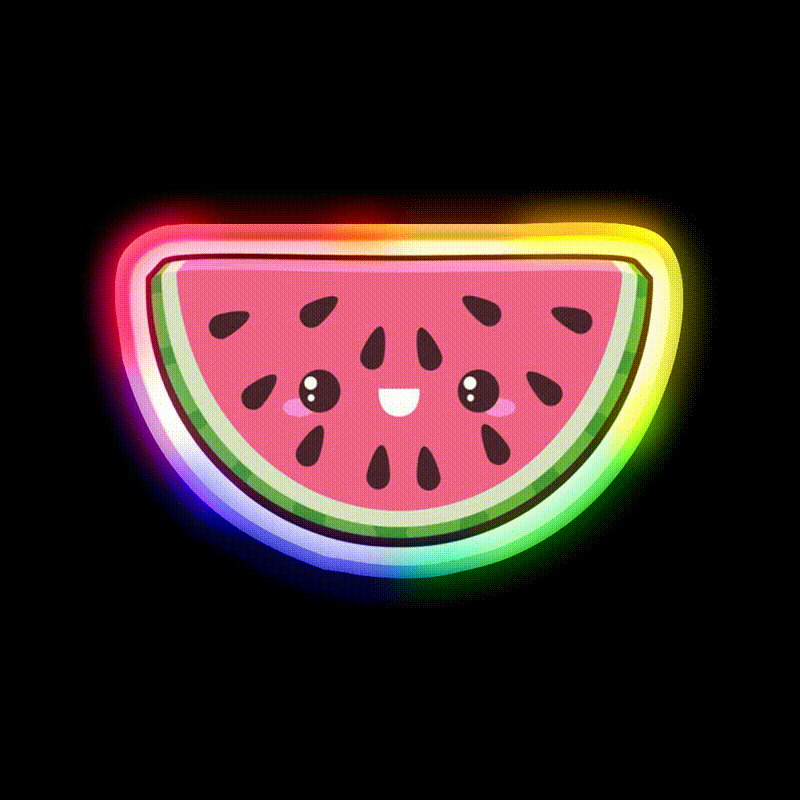Kawaii Watermelon Slice Snack Food Led Neon Sign Rgb Color - LED neon sign close-up detail