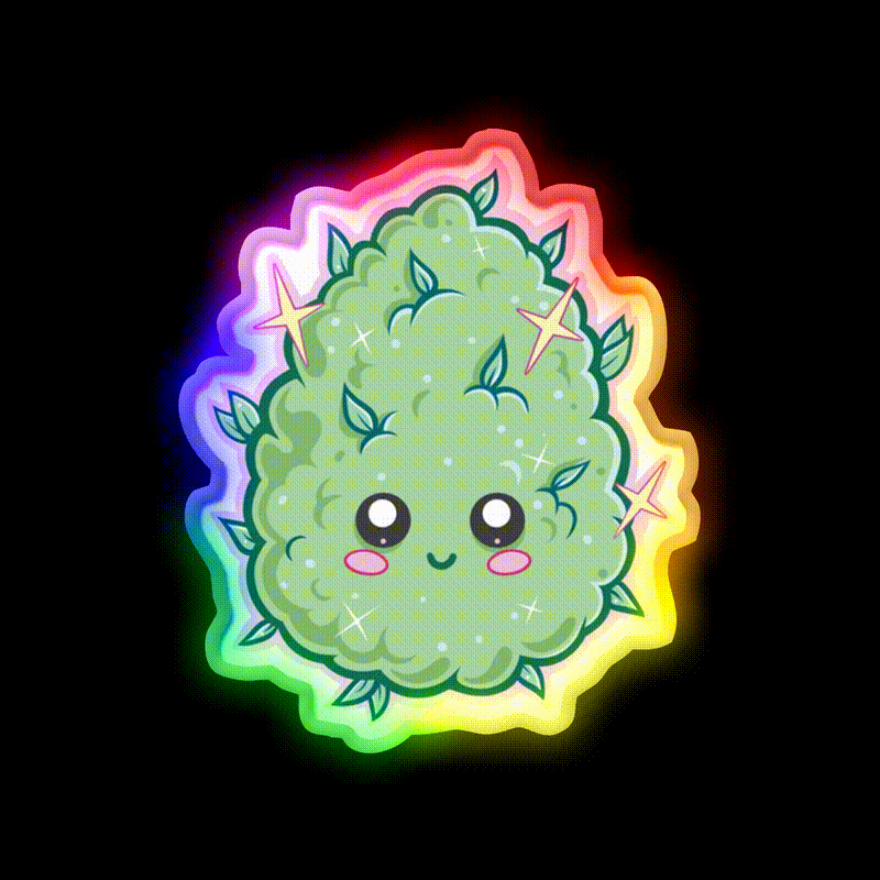 Kawaii Weed Bud Hemp Inspired Green Leaf Led Neon Sign Rgb Color - LED neon sign close-up detail