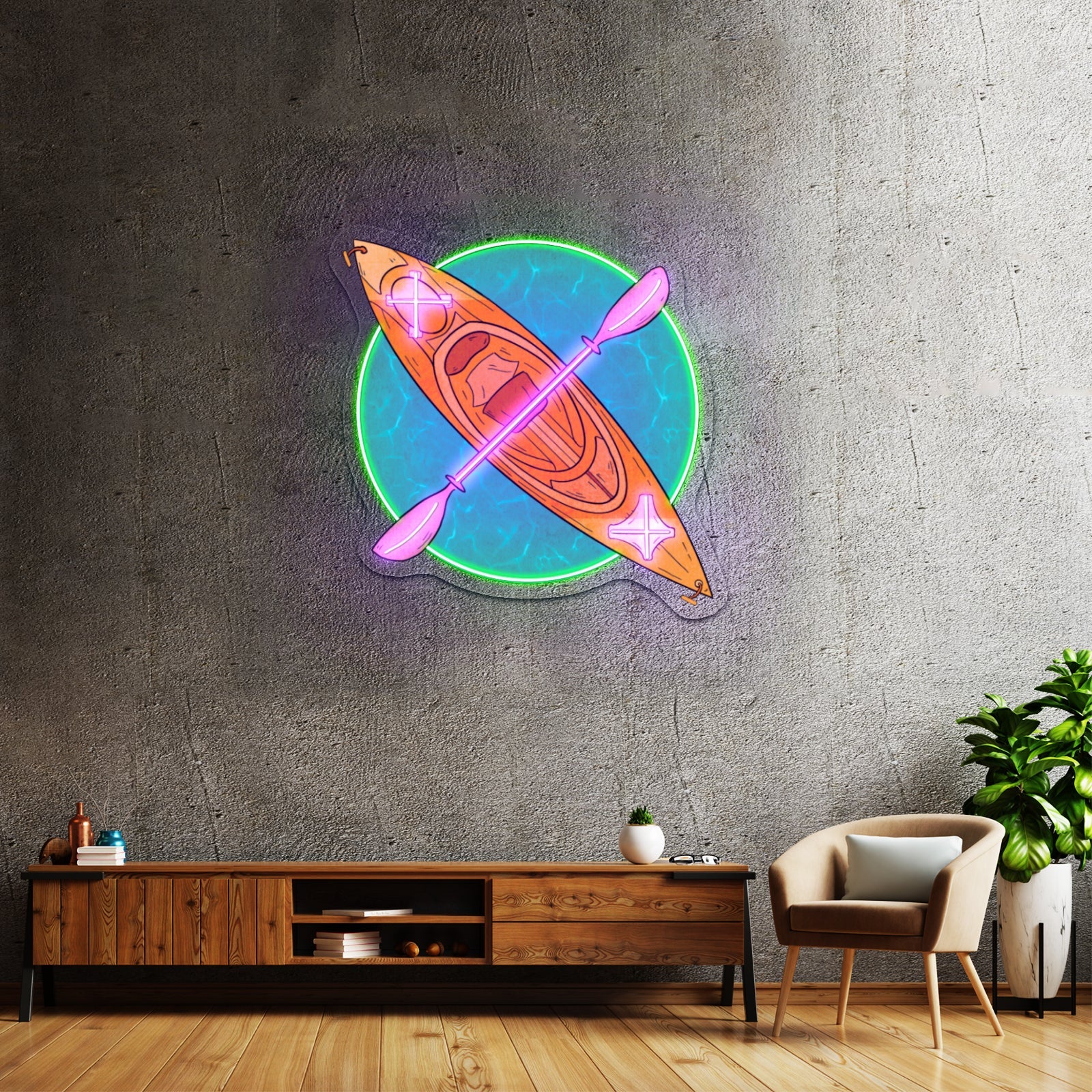 Kayaking Artwork Wedding Neon Sign - Shineneon