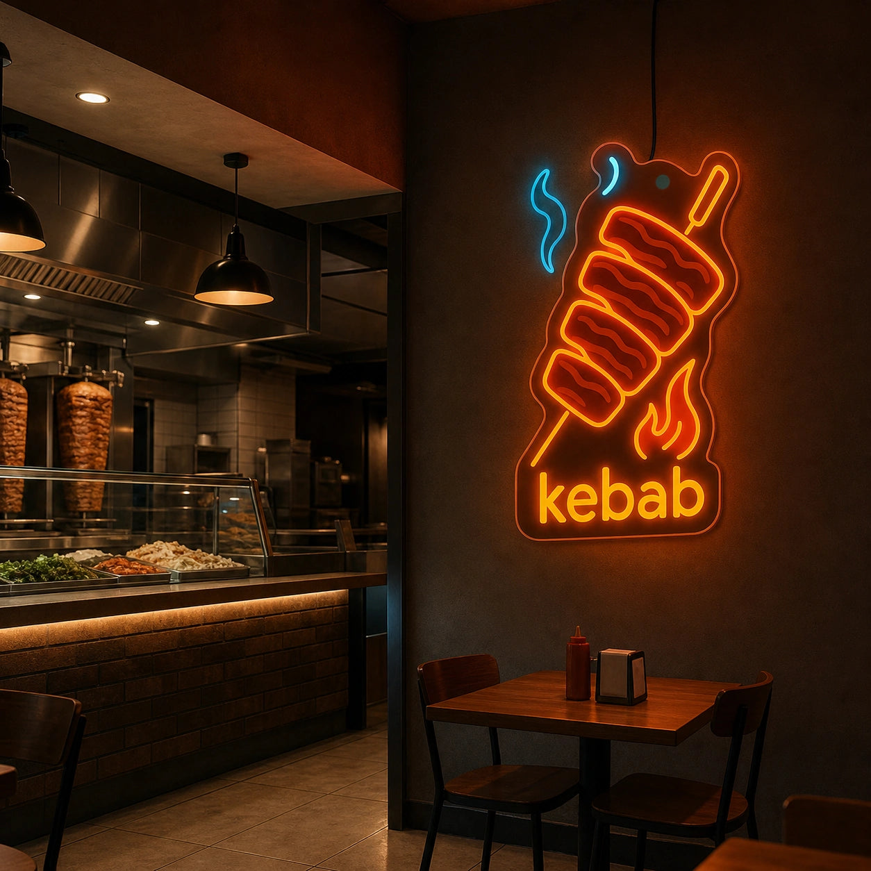 Kebab Spit LED Neon Sign Home Garage Wall Decoration real lifestyle scene