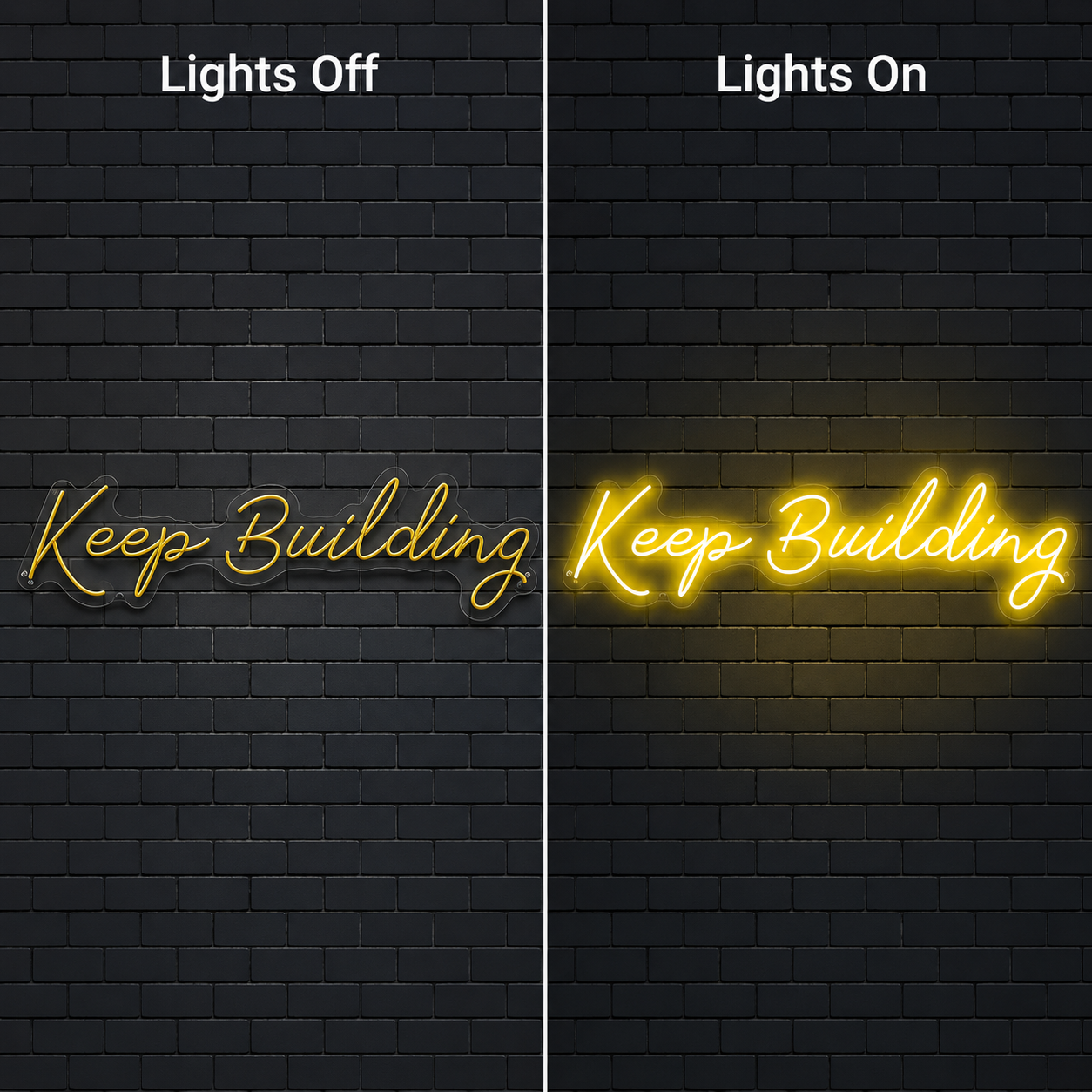 Keep Building Wall Decor LED Neon Sign - 06 Day Night Comparison