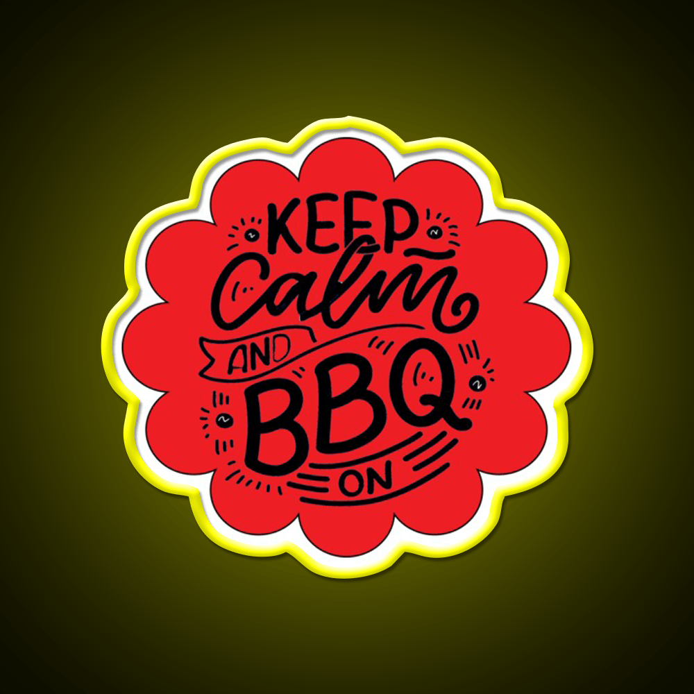 Keep Calm And Bbq On Red Cloud Design Man Cave Bar Led Neon Sign - Shineneon