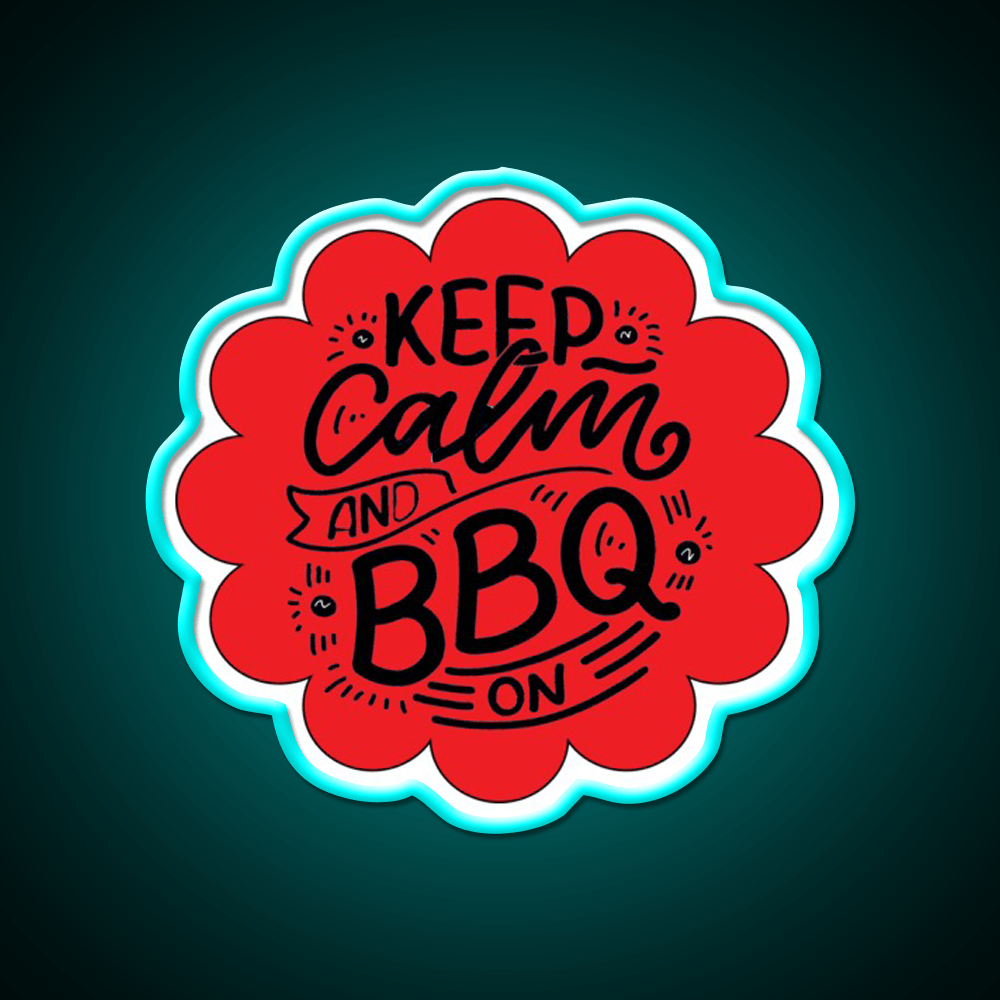 Keep Calm And Bbq On Red Cloud Design Man Cave Bar Led Neon Sign - Shineneon