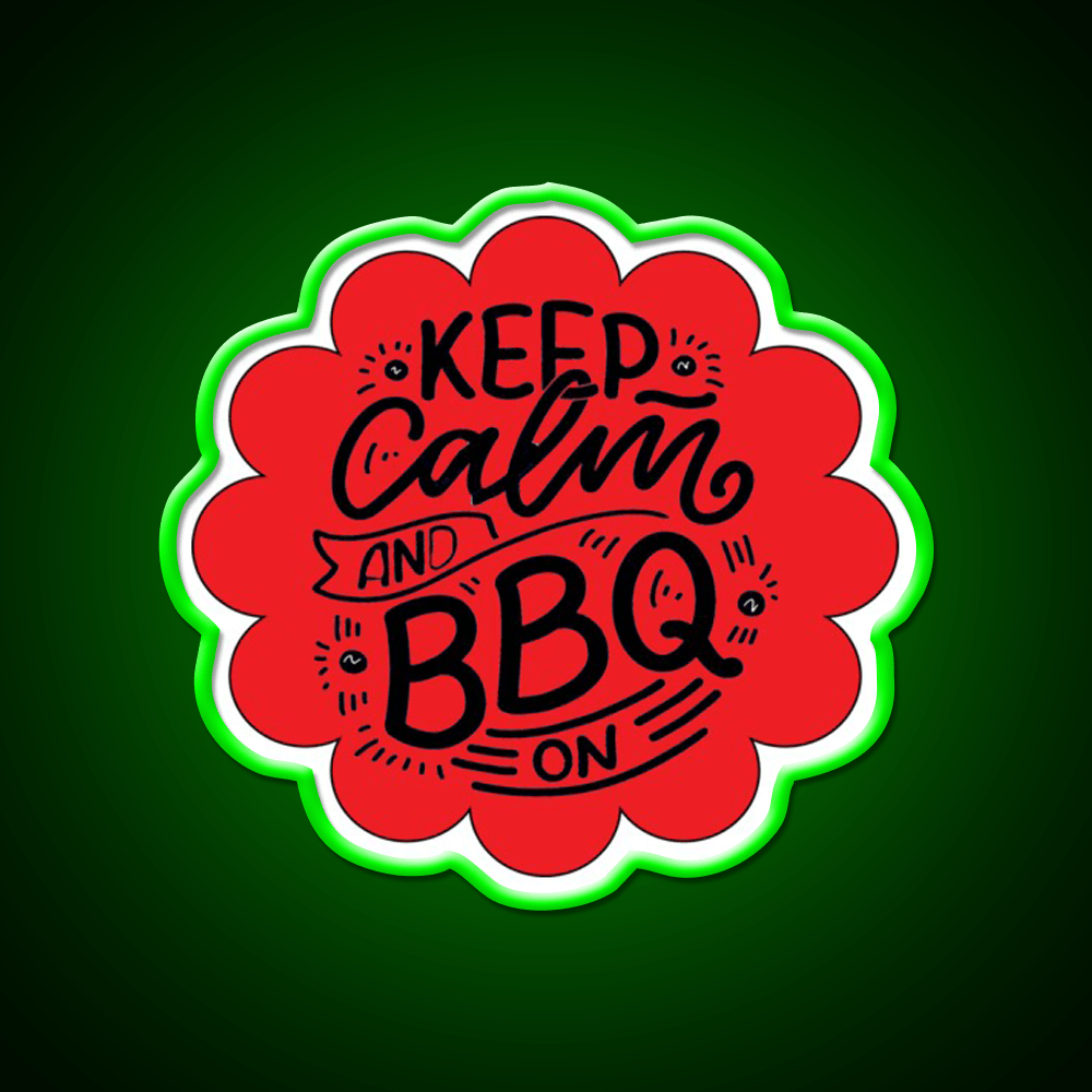 Keep Calm And Bbq On Red Cloud Design Man Cave Bar Led Neon Sign - Shineneon