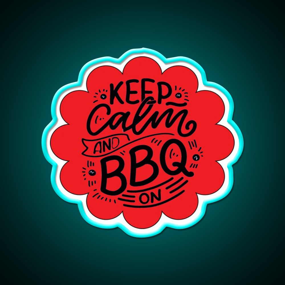Keep Calm And Bbq On Red Cloud Design Man Cave Bar Led Neon Sign