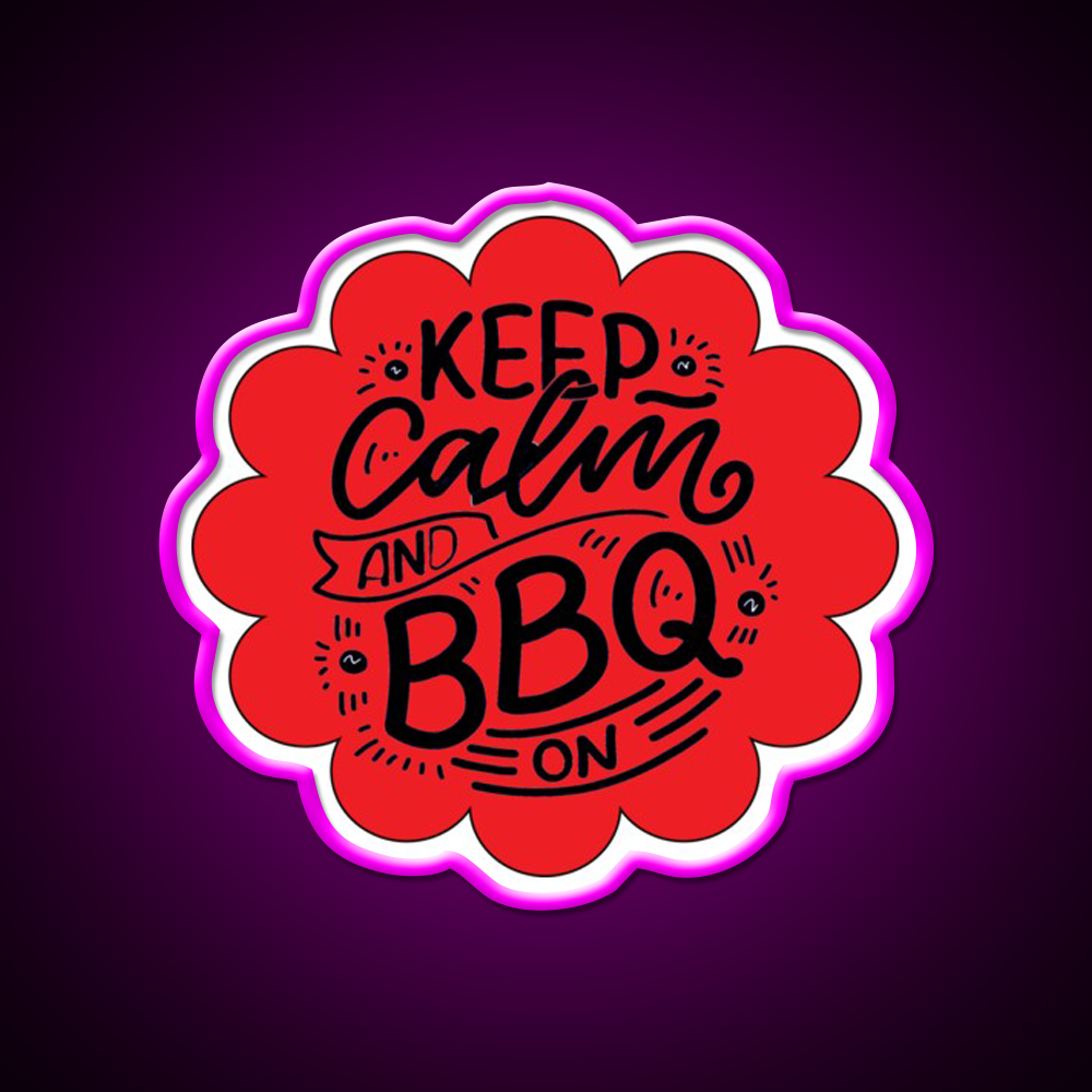 Keep Calm And Bbq On Red Cloud Design Man Cave Bar Led Neon Sign