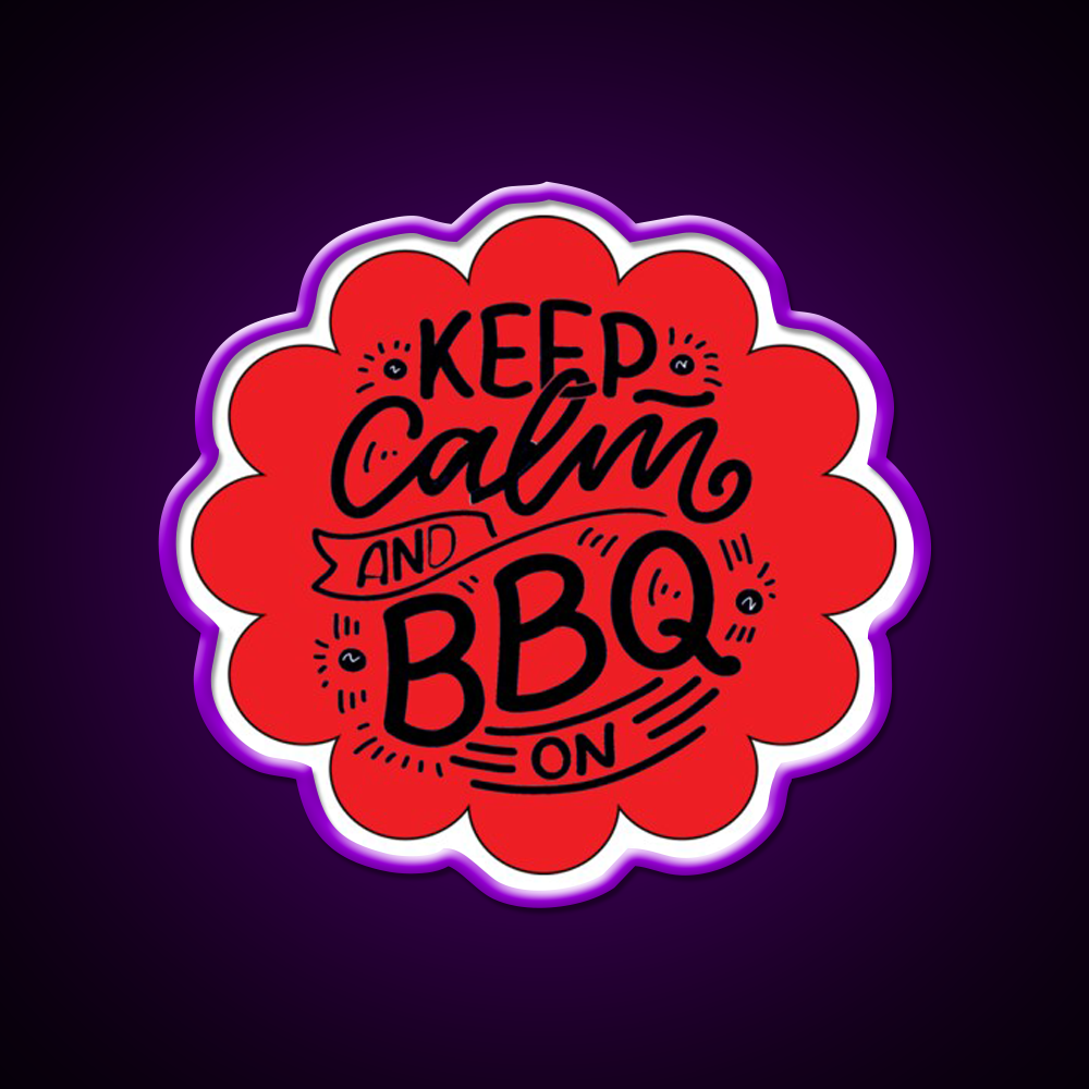 Keep Calm And Bbq On Red Cloud Design Man Cave Bar Led Neon Sign