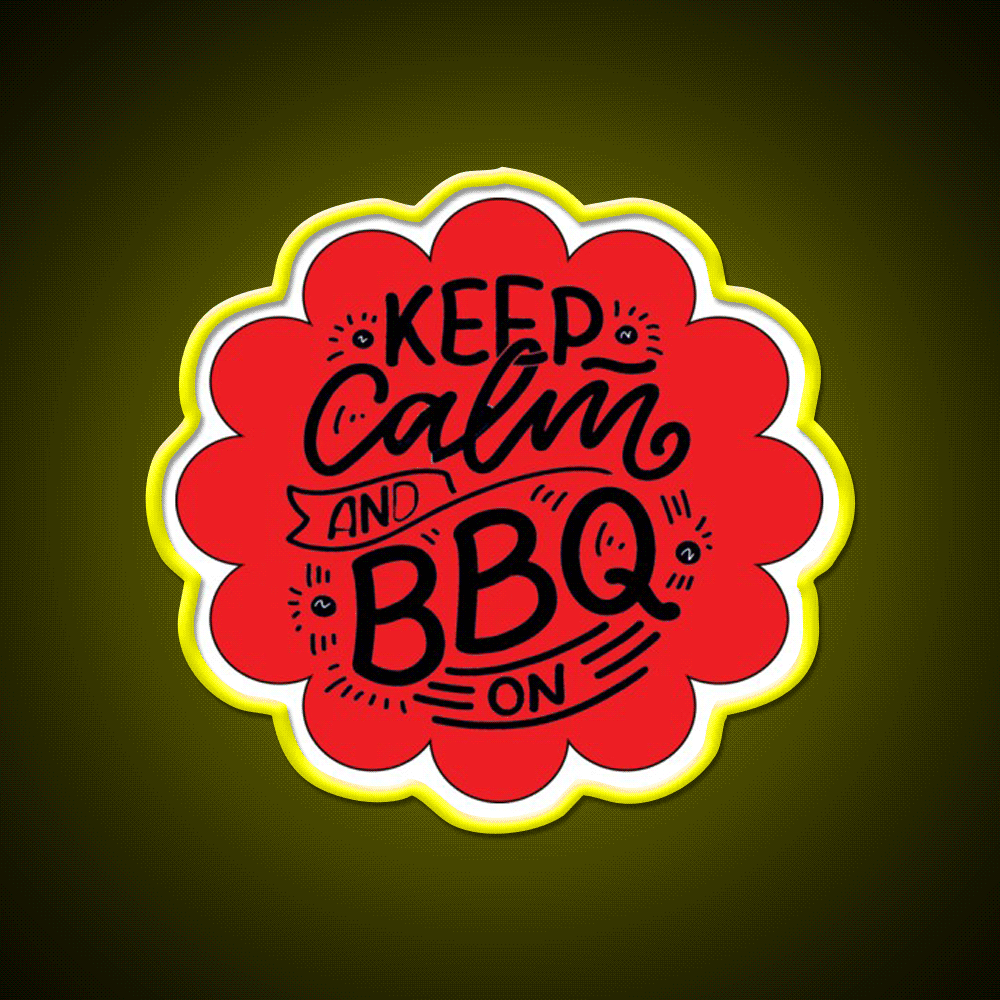 Keep Calm And Bbq On Red Cloud Design Man Cave Bar Led Neon Sign