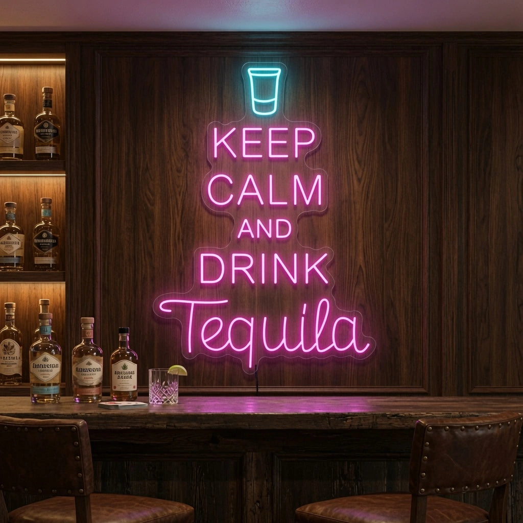 Keep Calm And Drink Tequila LED Neon Sign - 03 Real Lifestyle Scene