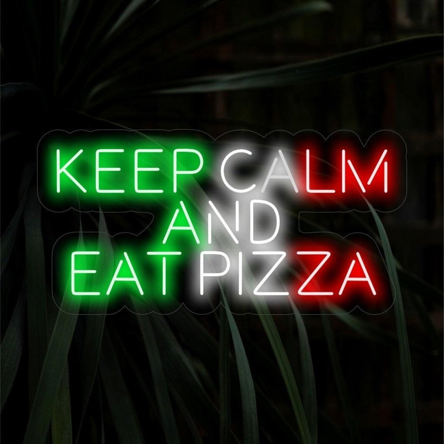Keep Calm And Eat Pizza Green-White-Red Led Neon Sign Restaurant Home Decor | Shineneon