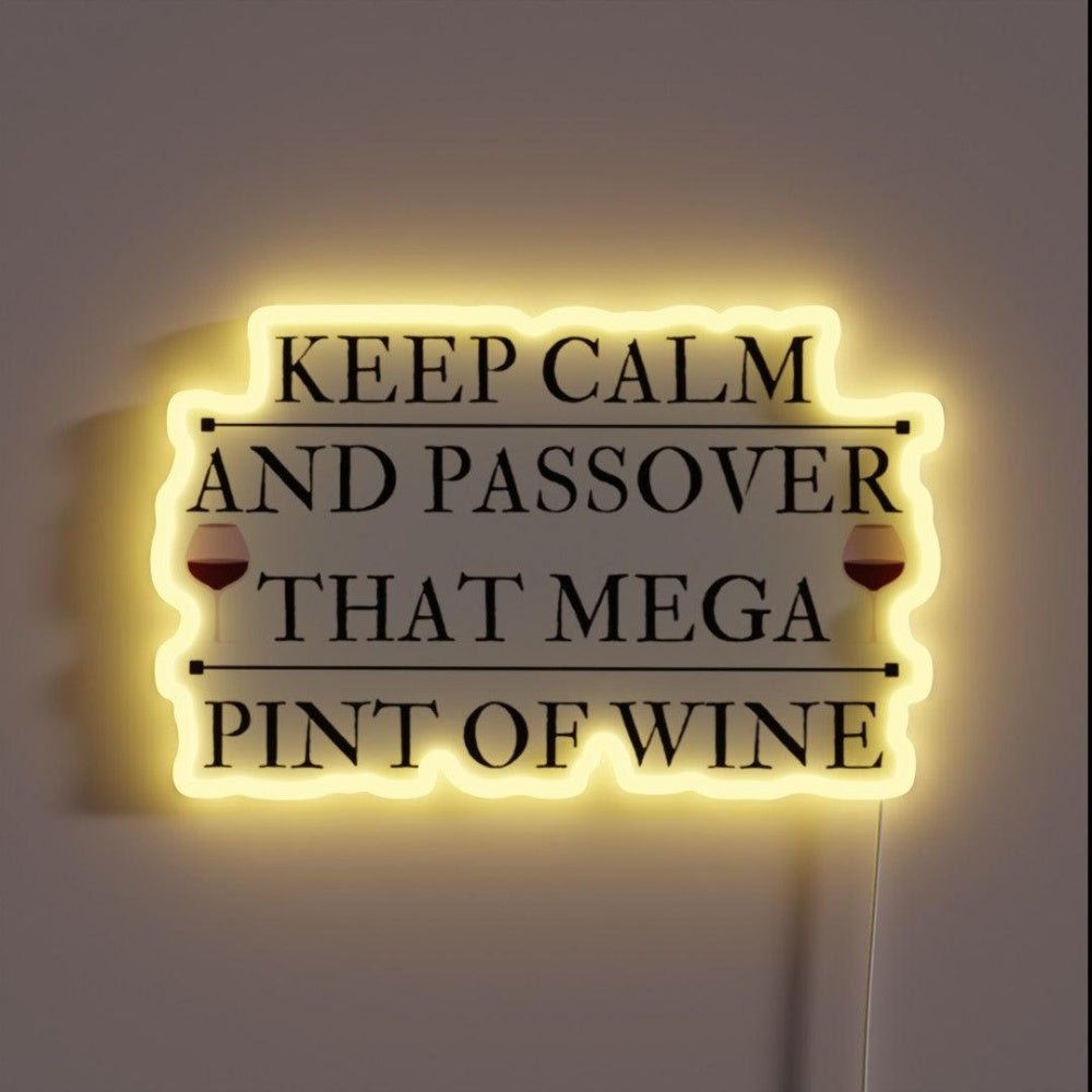 Keep Calm And Passover That Mega Pint Of Wine Rgb Led Neon Sign - Custom LED neon sign front view