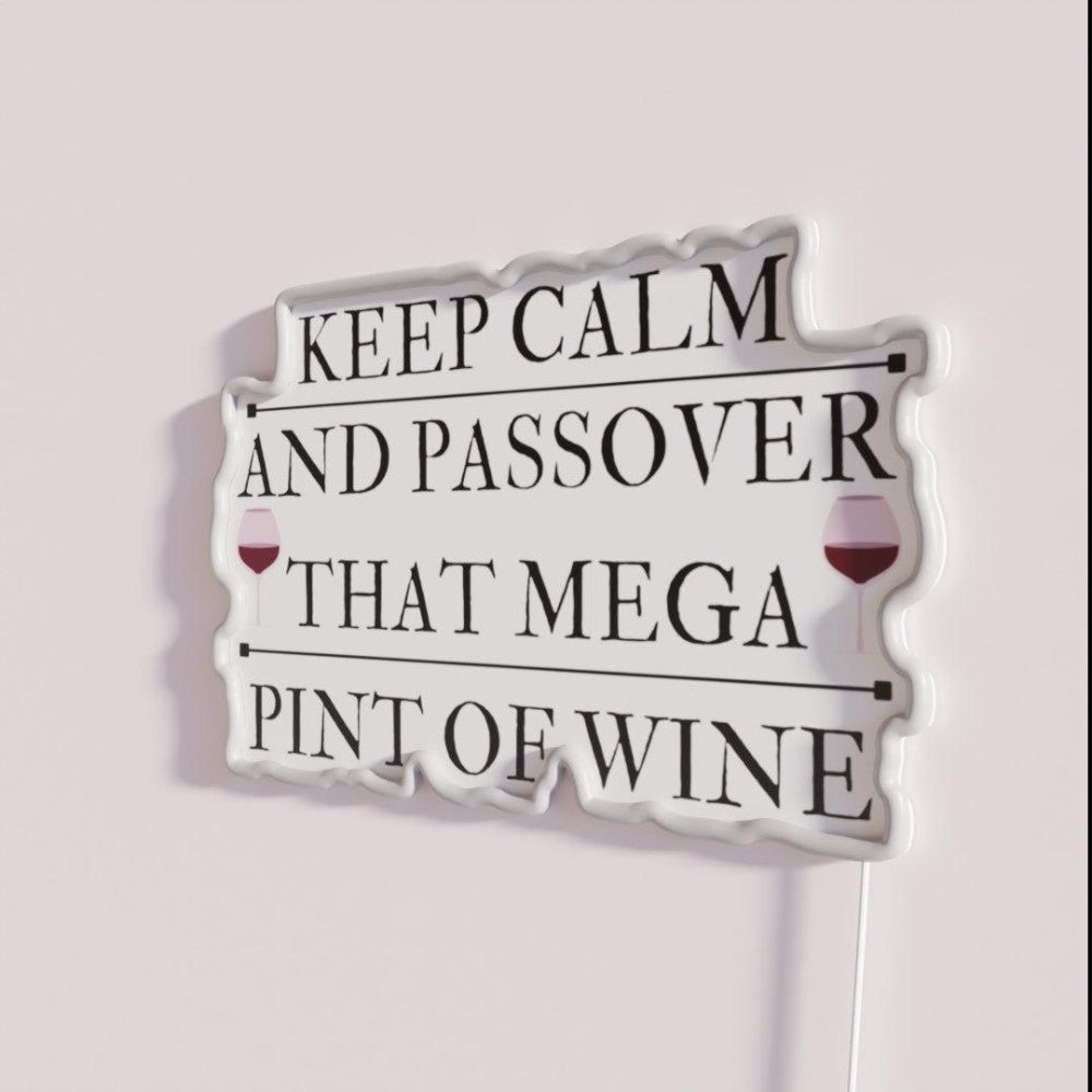 Keep Calm And Passover That Mega Pint Of Wine Rgb Led Neon Sign - Neon sign mounted on wall in room