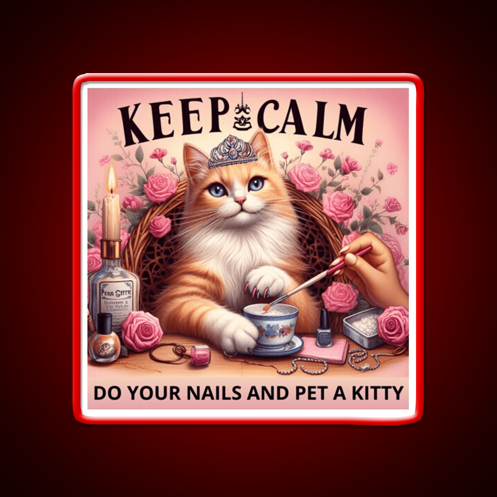 Keep Calm Do Your Nails And Pet A Kitty Nail Salon Led Neon Sign Rgb Color - Shineneon