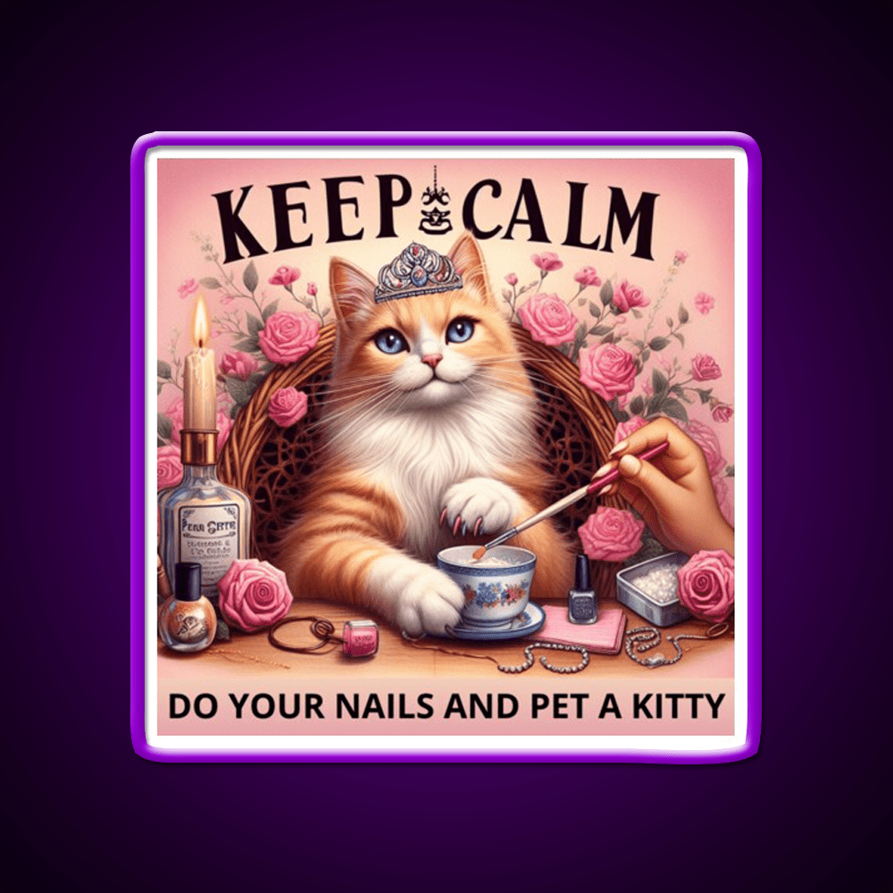 Keep Calm Do Your Nails And Pet A Kitty Nail Salon Led Neon Sign Rgb Color - Shineneon