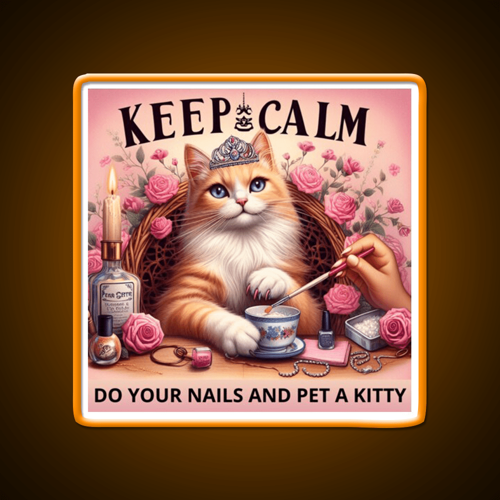 Keep Calm Do Your Nails And Pet A Kitty Nail Salon Led Neon Sign Rgb Color - Shineneon