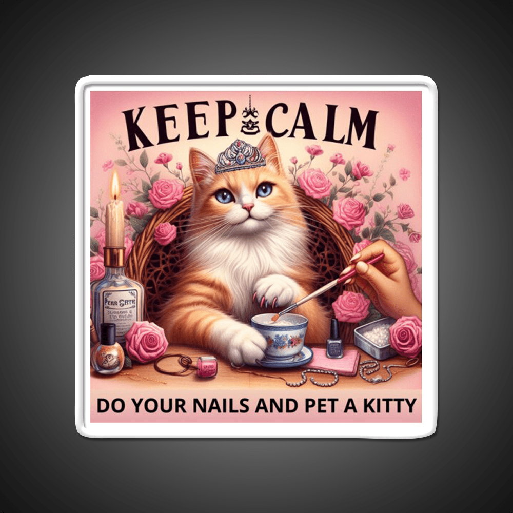 Keep Calm Do Your Nails And Pet A Kitty Nail Salon Led Neon Sign Rgb Color - Shineneon