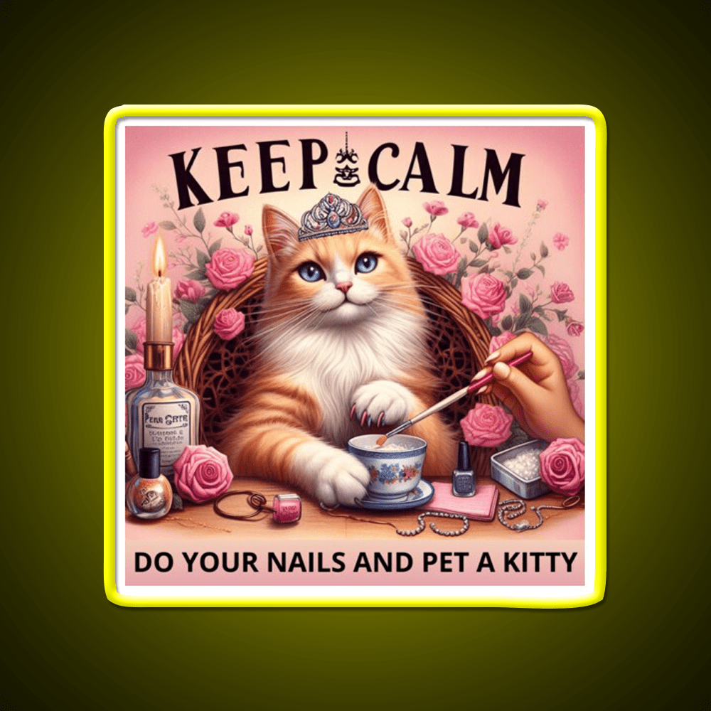 Keep Calm Do Your Nails And Pet A Kitty Nail Salon Led Neon Sign Rgb Color - Shineneon